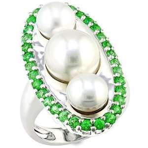  Tsavorite,pearl and silver ring. Vanna Weinberg Jewelry