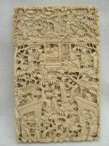 Fine Mid 19th Century Chinese Carved Ox Bone Card Case.  