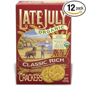 Late July Organic Classic Rich Crackers, 6 Ounce Boxes (Pack of 12 