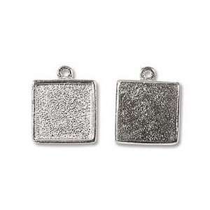 Design Bright Silver Plated Pewter Collage Bezel Square 1/2 Inch Arts 