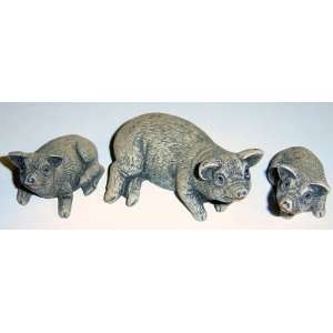  3pc. Poly stone Pig Figurines 
