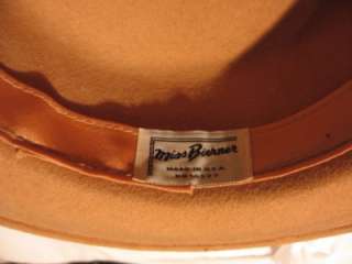 Vintage Miss Bierner Michael Howard 100% Wool Brim Hat Camel Tan Color 