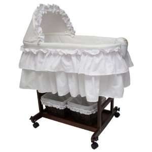  Wooden Bassinet (White/Brown) (43H x 18W x 33D)