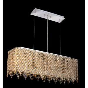 Moda 6 Light Rectangle Pendant in Chrome with 1 Layer of Crystal Size 