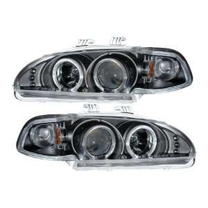 92 95 Honda Civic 2/3Dr Black LED Halo Projector Headlights /w Amber