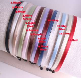 13PCS 5MM high flex metal headband covered with satin silk End Fabric 