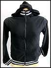 New GLEE Black sweater CARDIGAN hood zipped Jacket Long sleeve shirt 
