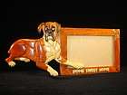 new hand carved wood art intarsia boxer dog picture photo