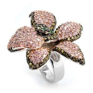   Bling Jewelry Pink CZ Pave Orchid Flower Cocktail Ring size 7 Jewelry