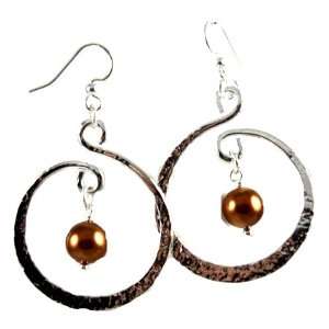 Mima & Oly by Far Fetched Hammered Swirly Hoop Fashion Earrings with 