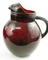 Vintage Anchor Hocking Ruby Red Glass 96 Oz Pitcher Baltic Tumbler 