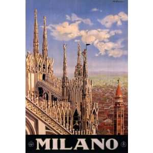 MILANO MILAN CITY CATHEDRAL EUROPE ITALY ITALIA VINTAGE POSTER CANVAS 