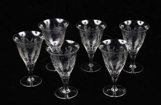 SIX vintage CUT GLASS crystal WATER GOBLETS  
