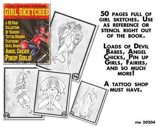 Tattoo Flash Art Sketch Book Outline Sexy Girls Devil  