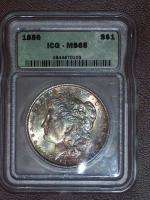 1886 Rainbow Toned MS 65 Certified Morgan Silver Dollar  