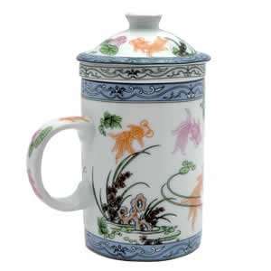    Porcelain Tea Cup   Strainer   Nature   Fish 