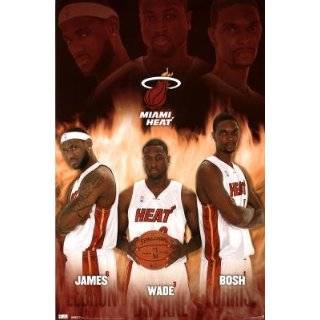 Miami Heat LeBron James Dwyane Wade Chris Bosh Sports Poster Print 