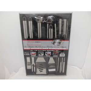  9 Piece Stainless Steel Barbecue Tool Set w/ 4 in 1 Spatula 