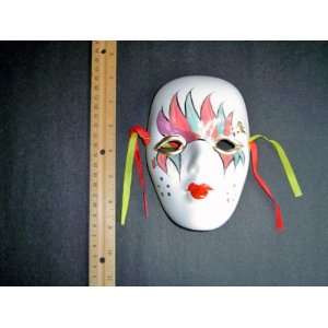  Ceramic Mardi Gras Face Mask for Wall   Bisque   B 