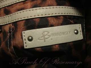 Makowsky Maui Leather Medium Flap Purse Bag Stone  