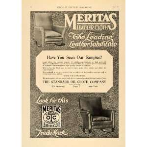  1918 Ad Meritas Leather Standard Oil Cloth Rocker Chair 