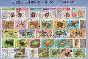 50 INSECTS THEMATIC STAMPS   ALL DIFFERENT & GENUINE  