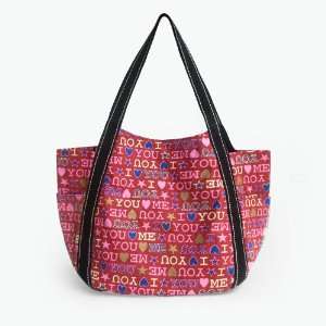 ILEA   [Warm love] 100% Cotton Eco Canvas Shoulder Tote Bag / Shopper 