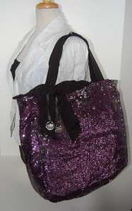 New JUICY COUTURE Purple Northern Star Sequin Shopper Laptop Tote 