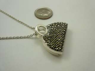 Vintage Sterling Silver Marcasite Purse Necklace 26  