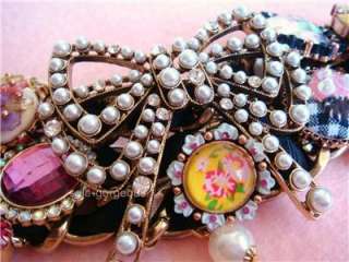 Betsey Johnson Vintage Charm Pearl Bow Mouse Bracelet  