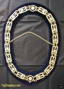 Gold #03 Past Master Chain D.B. Velvet Collar Masonic  