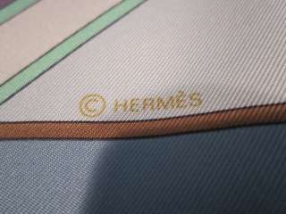 HERMES LES COURSE Horse Racing Brown Green Light Blue Carre Scarf NEW 