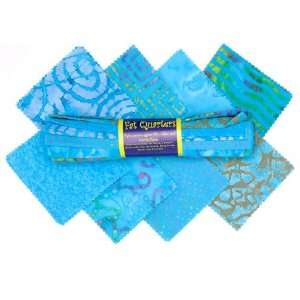  Indian Batik Fat Quarter Assortment Turquoise Fabric By 