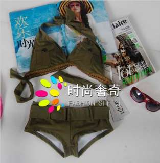 2pcs Army Style Sexy Women Halter Padded Bikini Set Bathing Swimsuit 