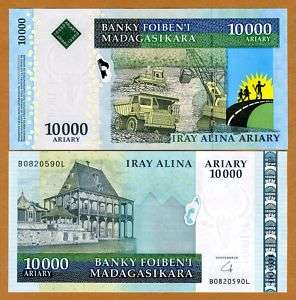 MADAGASCAR, 10000 (10,000) 2008 2009, P New Design, UNC  