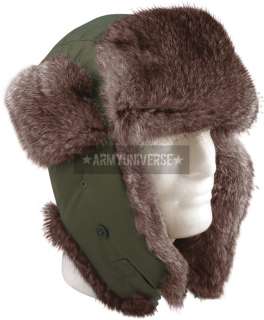 Military Cold Weather Fur Flyers Hat With Fur Ear Flaps  