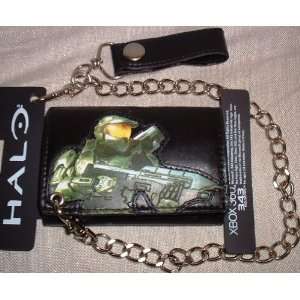  HALO Video Game MASTER CHIEF Black Tri Fold Wallet w/Chain 