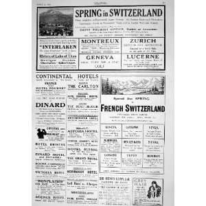  1925 ADVERTISEMENT SPRING SWITZERLAND INTERLAKEN ZURICH 