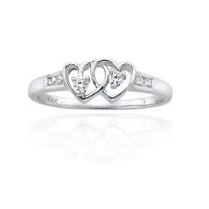  Round Diamond Interlinked Heart Ring in 14k White Gold 