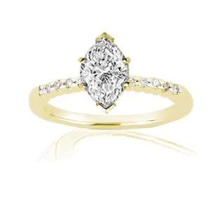 90 Ct Marquise Shaped Diamond Engagement Ring Pave SI2 GIA CUT VERY 
