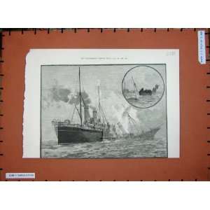   1889 Fine Art Ship Collision Sea Life Boat Wreck Print