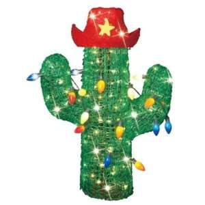  36 Inch Acrylic Cactus Christmas Tree With Cowboy Hat 