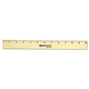  New Flat Wood Ruler w/Two Double Brass Edges 12 Cle Case 