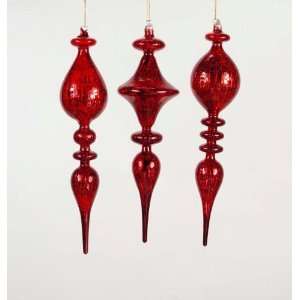   Red Marbled Glass Finial Christmas Ornaments 13.75