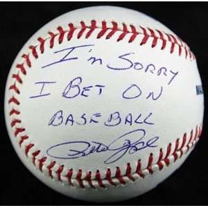 Autographed Pete Rose Baseball   with sorry I Bet Inscription 