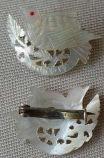 Jewish brooch hand made mother of pearl bird nice   