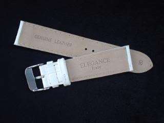 Genuine Leather Watch Strap Band Croc Grain White 16mm  