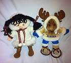   Moose w Snowshoes Plush & Arctic Circle Eskimo Girl In Parka LOT