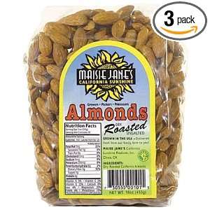 Maisie Janes Bagged Dry Roasted Almonds, 16 Ounce (Pack of 3)