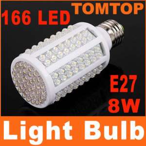 8W 166 LEDs LED Corn Light Bulb E27 360°Cold White  